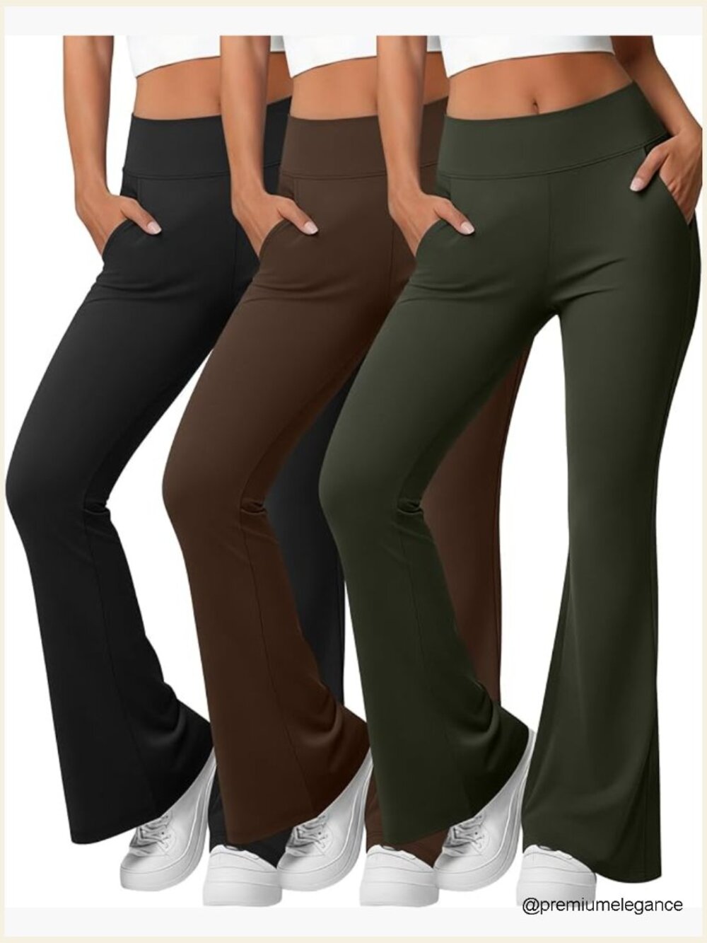 3pk High Waisted Bootcut Yoga Pants with Pockets